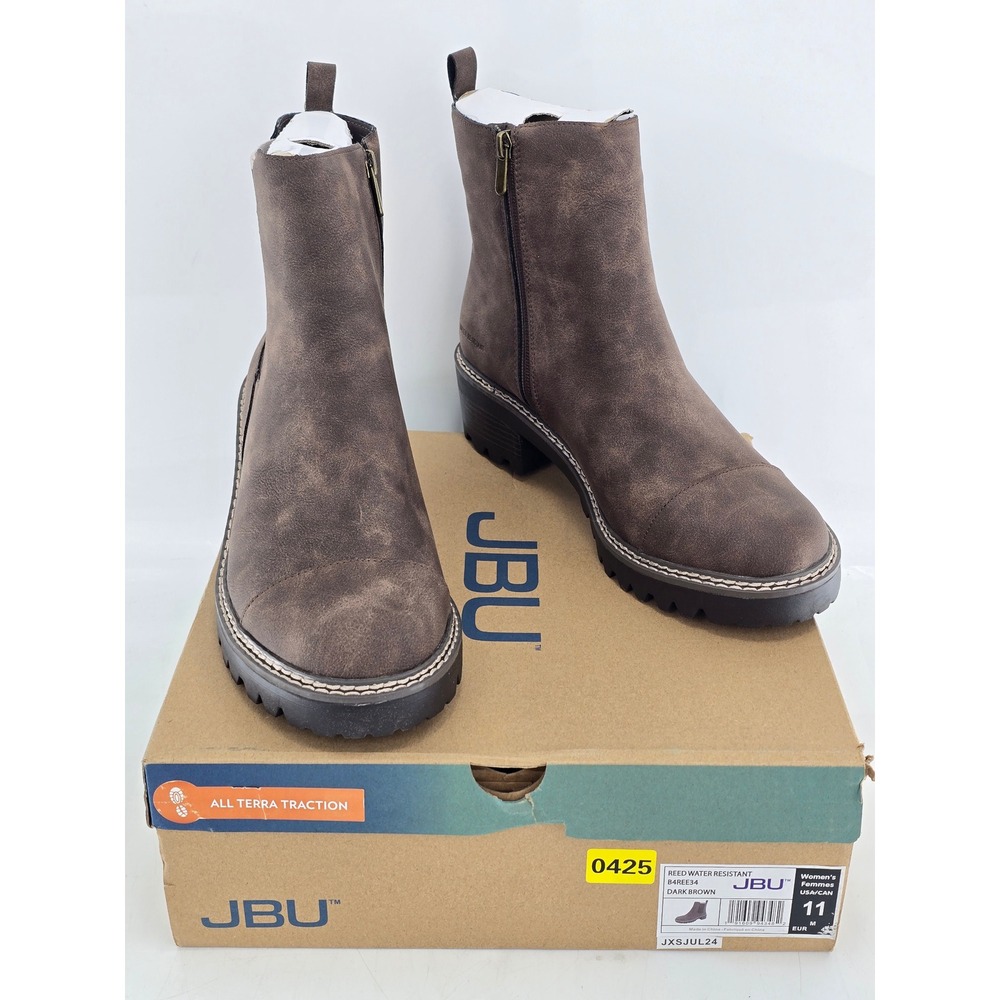 JBU Reed Water Resistant Boots Womens 11 Dark Brown Ankle Bootie - New
